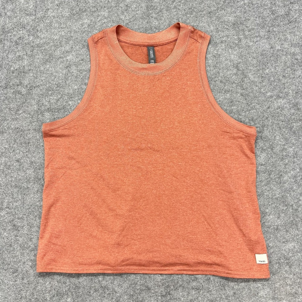 Vuori Energy Tank Top Womens Small Orange Salmon Crew Neck Stretch VW123